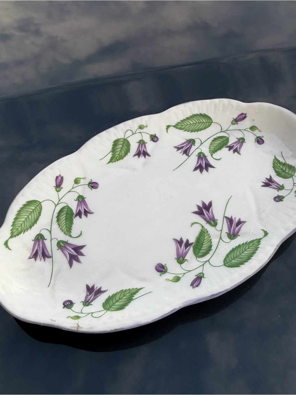 SHELLEY CAMPANULA DAINTY Oval SHAPE SUGAR CREAMER TRAY Dish Only Trinket Floral